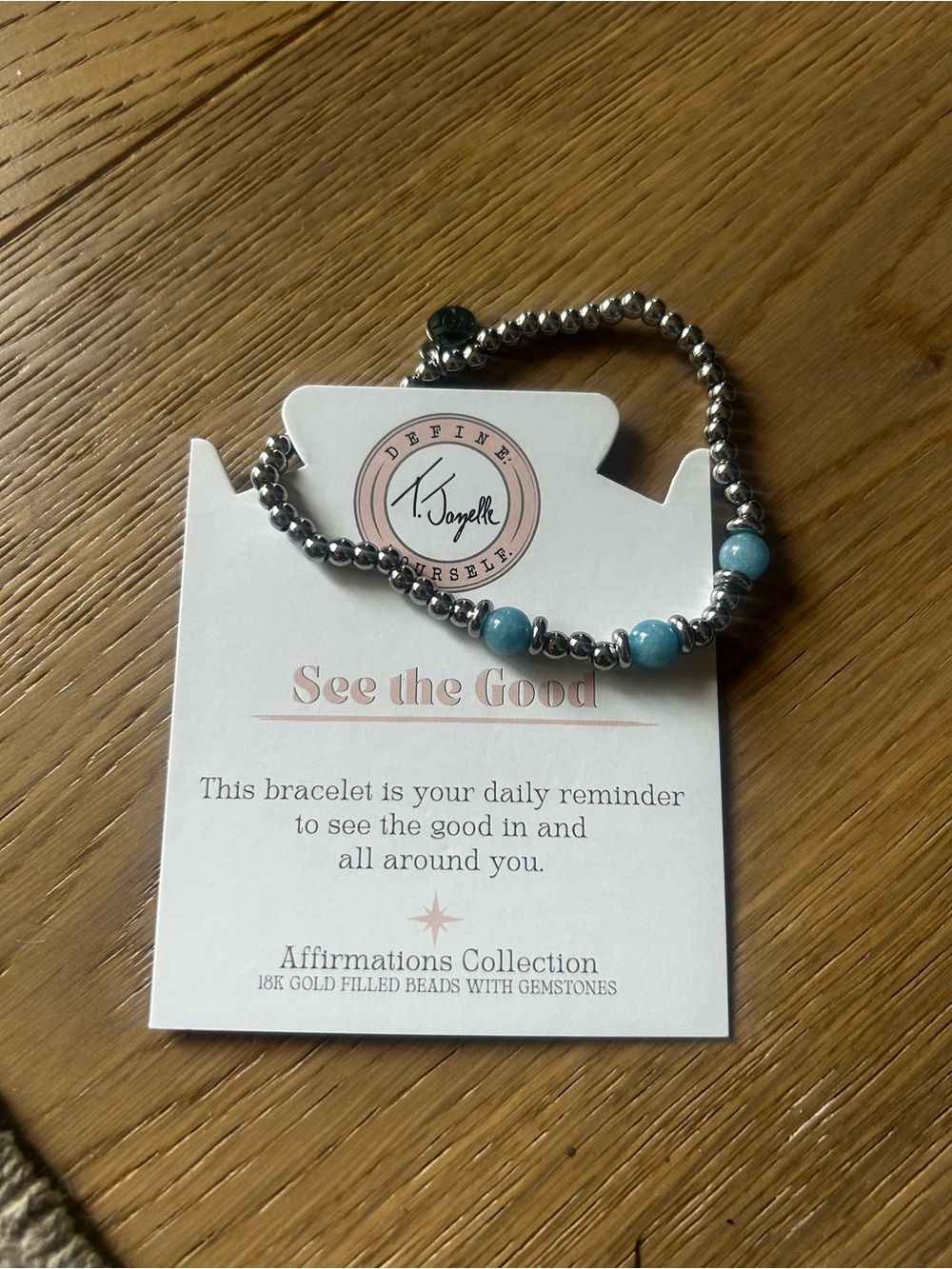 Blue Beaded Affirmation Bracelet